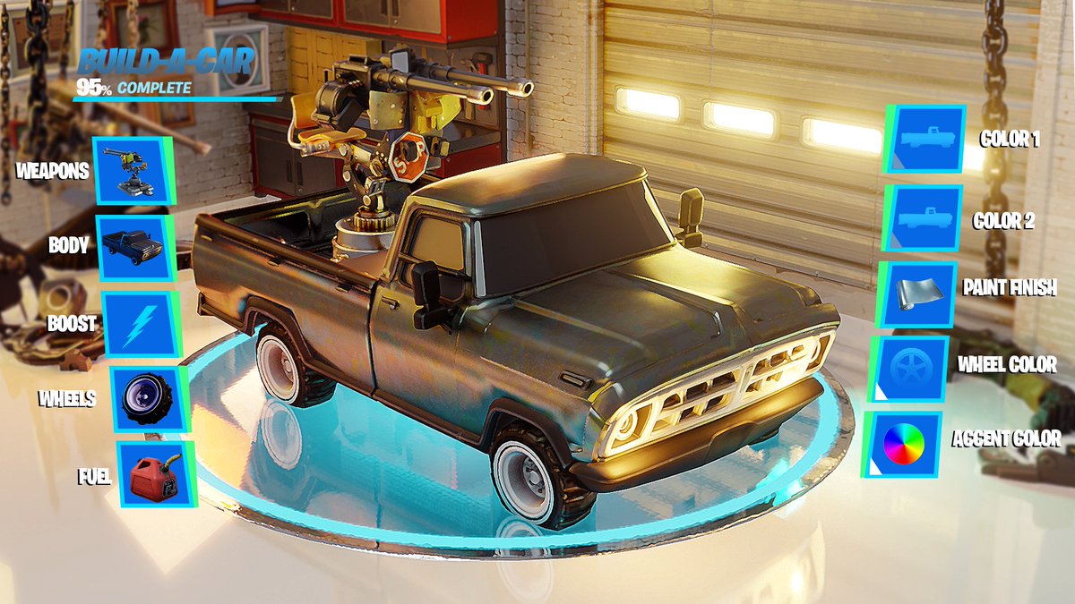 HappyPower's tweet photo. The new Racing mode will have the ability to customize vehicles a little bit. I hope they one day release things like this, that would be Insane. Imagine a duo death race. https://t.co/imDU9nRYGK