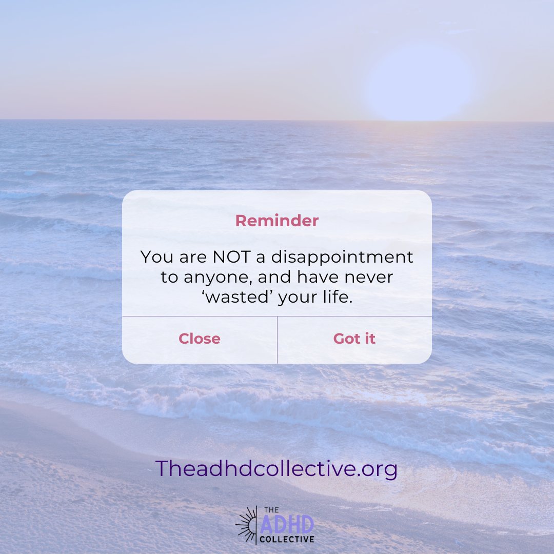 TheADHDCo's tweet photo. Reminder: You are NOT a disappointment to anyone, and have never ‘wasted’ your life. https://t.co/cITWDsvdOA