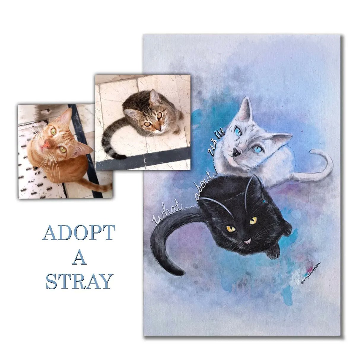 artbysitwat's tweet photo. Here are 2 of my favourite digital pieces .
The theme of this art is to promote stray cat adoption. They need just as much love and attention as any other breed.
To create these paintings, I used pictures of my own two adopted strays, Bob 🐈 and Thomas 🐈‍⬛ ❤️
#petportrait #art https://t.co/tqihTHXOUq