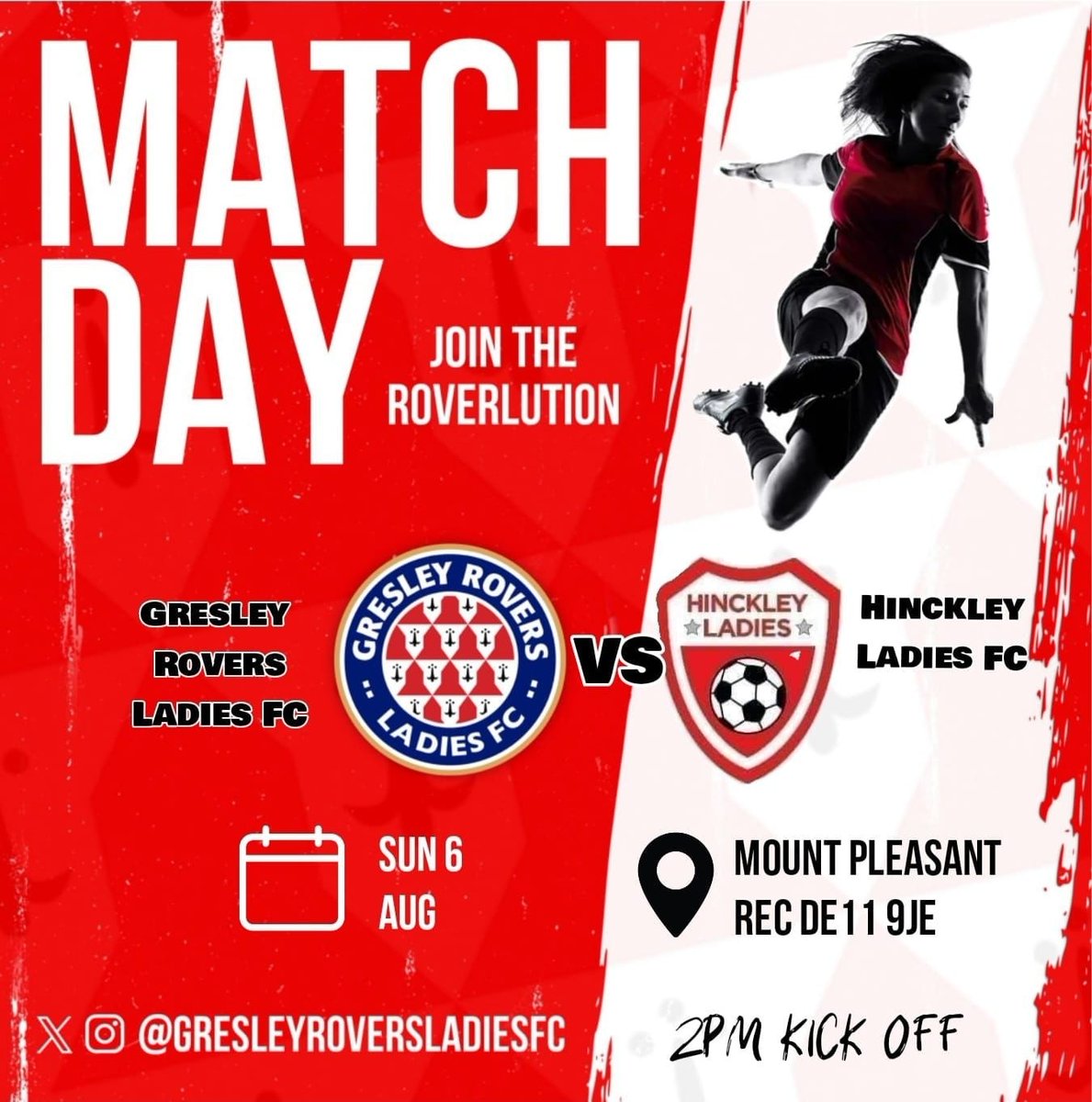 Tomorrow is our 2nd game of pre season, come and join the Roverlution and support your local ladies. 🔴⚪