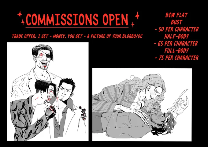 my commissions are open again! DM me here or email to marshall.mmgrain@gmail.com
(reposting this because I have a monkey brain and wrote my email wrong) 