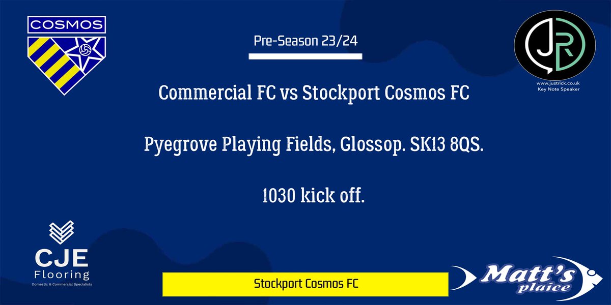 Next Up: 

Cosmos travel to a new look Commercial FC tomorrow morning in Glossop looking to make it 2 wins from 2 in Pre Season.