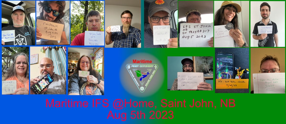 Jim0Watters's tweet photo. Maritime Ingress First Saturday event #40 for Aug 5th, 2023 virtually in Saint John, NB. Playing from home. #IngressFS #ingressathome #fevgames https://t.co/g06IadPG8e