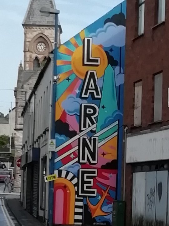 Treysadventure's tweet photo. @mea_bc had an amazing public arts tour around Larne this morning. Weird how you are Larne born and bred and you don't know all the history. Andy King from #larne Renovation Generation was a mindful of information.
#MEArts #larneartsfestival https://t.co/F7xyr5R2c0