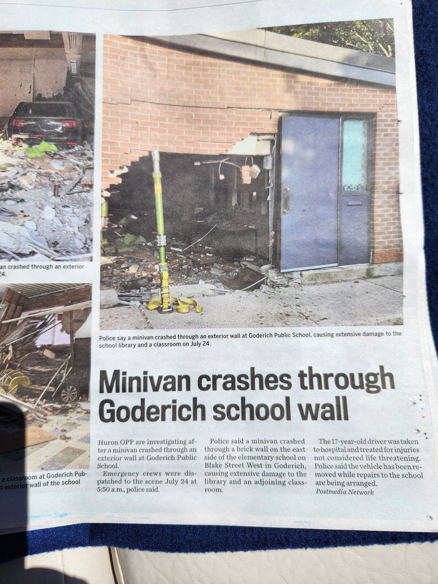 Everyone needs a little " SUPPORT" and luckily Goderich Fire Dept had Paratech Stabilization struts on hand shore up this unfortunate situation. Very fortunate no serious injuries reported. Great work as usual by GFD!