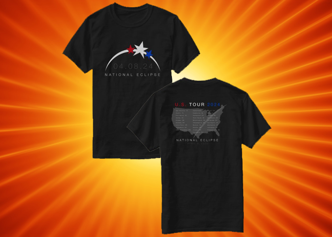 WIN our bestselling 2024 total solar eclipse tour-style t-shirt!

1. Like and Retweet this (only true retweets, not quotes)

2. Follow us so we can DM if you win

3. If we reach 100 RTs, we'll pick a random winner

If you'd like to buy the shirt instead: nationaleclipse.com/store.html