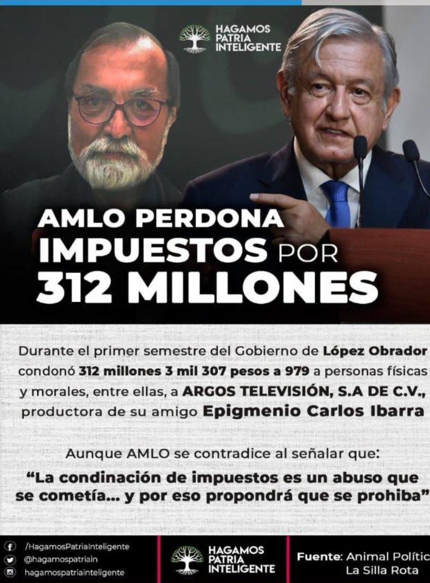 No puede ser, AMLO le perdonó impuestos por 312 millones de pesos a #Epidemio 😡