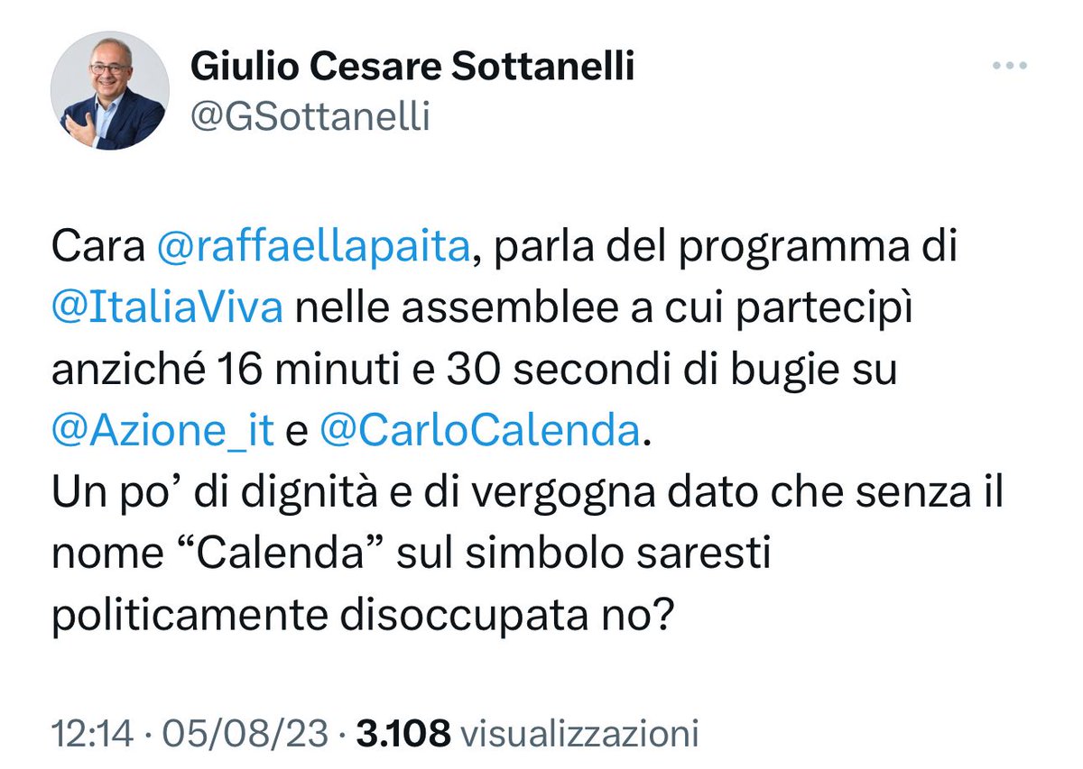 Bene così <a href="/GSottanelli/">Giulio Sottanelli</a> . Hai cancellato ciò che non andava detto . Alla prossima