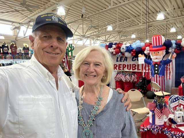 Cynthia and I enjoyed working at the Lea Co Fair booth last night, helping people register, giving out flags and seeing long time friends.