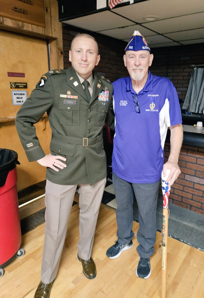 The 2nd @UCOBronchos @ArmyROTC coin to go to a Community Partner was present to Master Chief (R) Larry Van Schuyver of the Oklahoma @MOPH_HQ . It was made very clear today at the annual awards event that he is a leader in the veteran community.