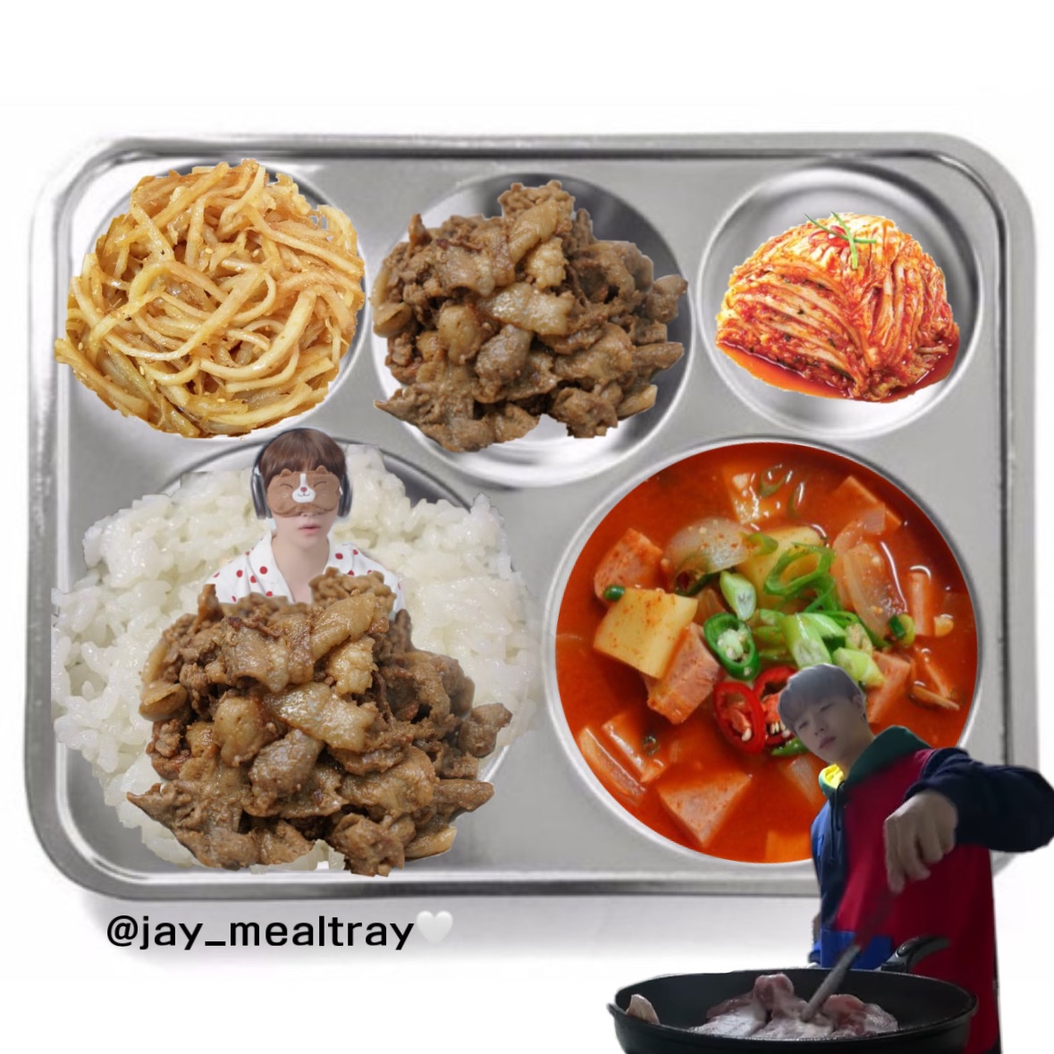 23.08.06 (일) 18일차 중식🪖

밥
햄감자/양파찌개
간장돼지불고기
땅콩버터오징어채볶음
배추김치

#진환 아 맛있게 먹어🤍