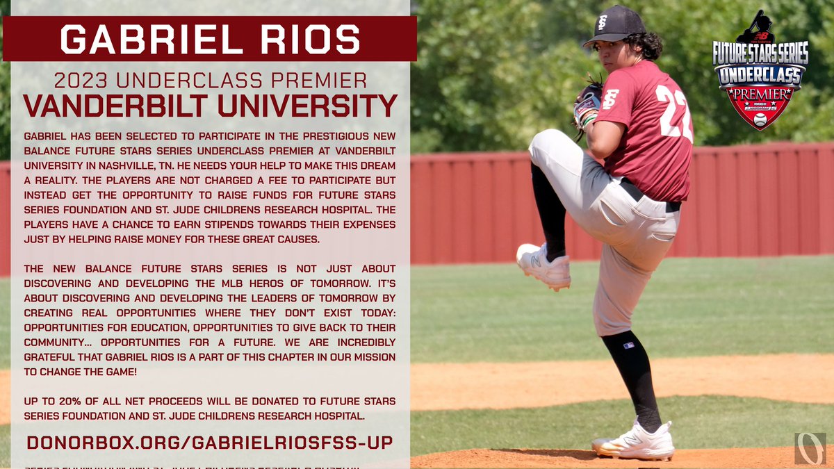 Gabriel Rios (@gabrielrios2026) on Twitter photo I have been selected to participate in the <a href="/ftrstarsseries/">New Balance ๐๐๐๐๐ฟ๐ฒ ๐ฆ๐๐ฎ๐ฟ๐ ๐ฆ๐ฒ๐ฟ๐ถ๐ฒ๐</a> Underclass Premier <a href="/VanderbiltU/">Vanderbilt University</a> Please help make this dream a reality. 20% of all net proceeds will be donated to <a href="/FtrSSFoundation/">Future Stars Series Foundation</a> <a href="/StJudeResearch/">St. Jude Research</a>
donorbox.org/gabrielriosfss
<a href="/_JeremyBooth/">Jeremy Booth</a>
<a href="/chriscapozzi5/">Chris Capozzi</a>
<a href="/P15Sports/">๐ฃ๐ฟ๐ผ๐ด๐ฟ๐ฎ๐บ ๐ญ๐ฑ Sports</a> I have been selected to participate in the <a href="/ftrstarsseries/">New Balance ๐๐๐๐๐ฟ๐ฒ ๐ฆ๐๐ฎ๐ฟ๐ ๐ฆ๐ฒ๐ฟ๐ถ๐ฒ๐</a> Underclass Premier <a href="/VanderbiltU/">Vanderbilt University</a> Please help make this dream a reality. 20% of all net proceeds will be donated to <a href="/FtrSSFoundation/">Future Stars Series Foundation</a> <a href="/StJudeResearch/">St. Jude Research</a>
donorbox.org/gabrielriosfss
<a href="/_JeremyBooth/">Jeremy Booth</a>
<a href="/chriscapozzi5/">Chris Capozzi</a>
<a href="/P15Sports/">๐ฃ๐ฟ๐ผ๐ด๐ฟ๐ฎ๐บ ๐ญ๐ฑ Sports</a>