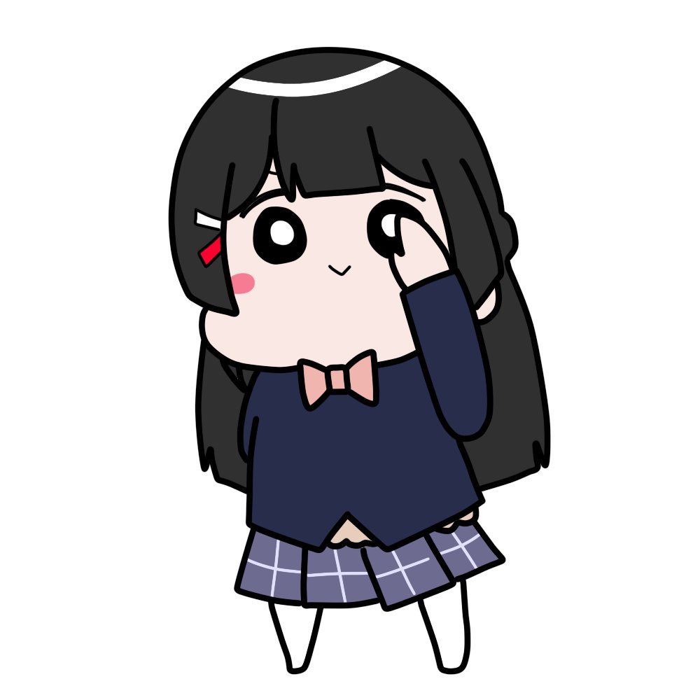 tsukino mito 1girl solo skirt black hair :> chibi long hair  illustration images
