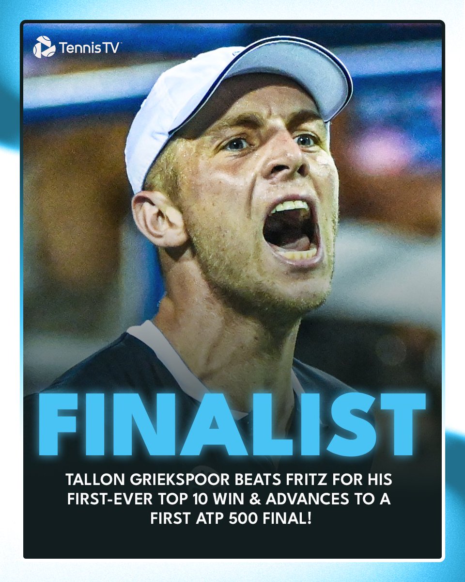 ✅ First-ever Top 10 win
✅ First-ever ATP 500 final

A huge moment in the career of <a href="/Griekii/">Tallon Griekspoor</a> as he defeats Fritz to make the #MubadalaCitiDCOpen final!
