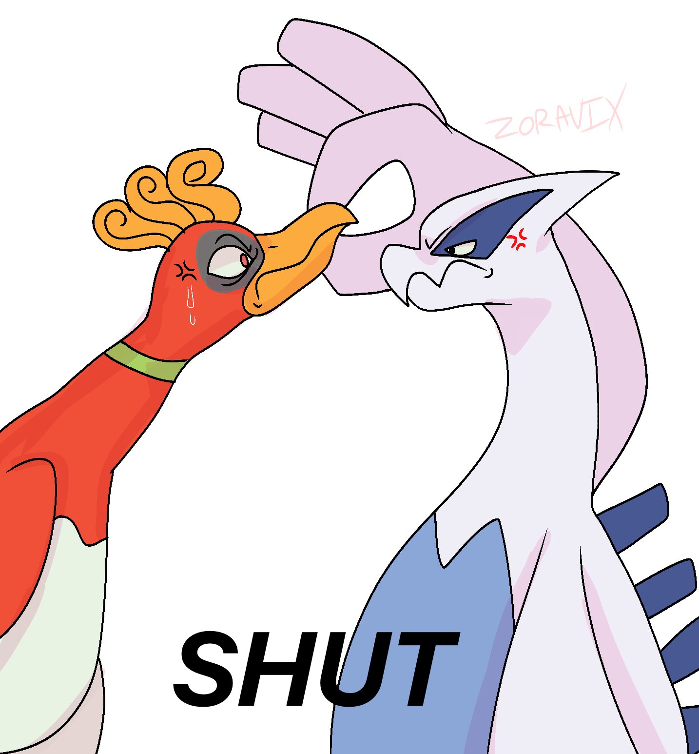 zora on X: real reason lugia has huge hands, to shut ho-oh up