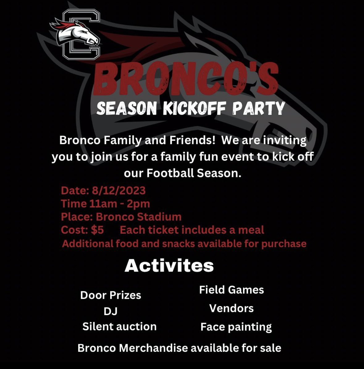 Come out on 8/12/23 at 11am-2pm❗️
<a href="/CoachT_22/">Kevin Thompson</a> <a href="/BroncosPBCHS/">Broncos_PBCHS</a> <a href="/PBCbroncosFBALL/">PBC Football</a> <a href="/coach_abel561/">Coach Abel</a> <a href="/coachjeff26/">Coach Celestin</a>