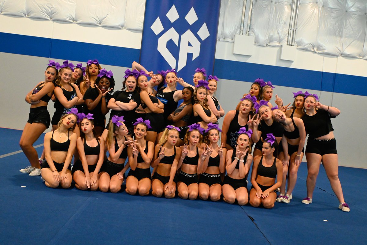 Cafelines_'s tweet photo. F-E-L-I-N-E-S!!! Day 1 of choreography is done!!! See you tomorrow!!! 💜🐈‍⬛ 
#F2AVS #CheerAthletics #cheerleading #cheer #CAfelines https://t.co/O9DZbJZiOC