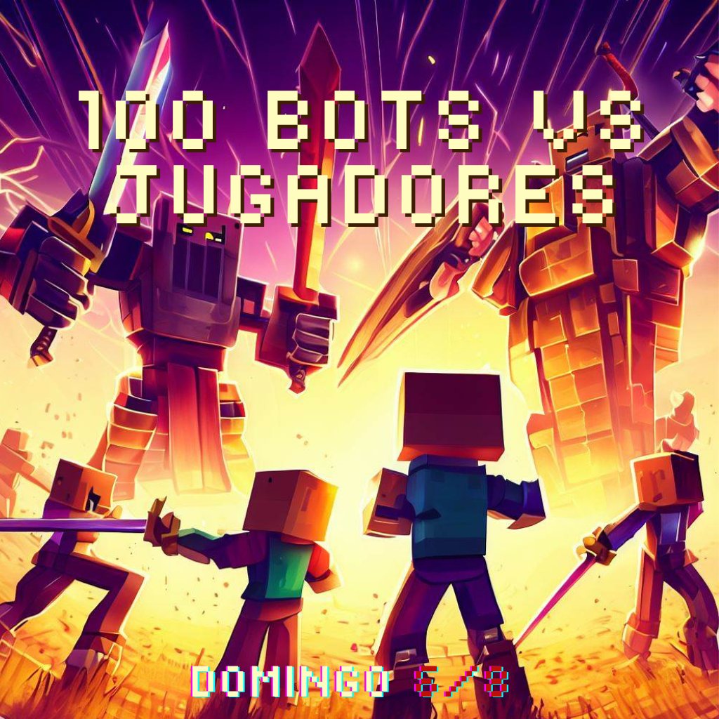 ExpansionCraft's tweet image. Este DOMINGO 6 de agosto, se realizará un EVENTO de 100 BOTS vs JUGADORES de Minecraft ⛏️
El evento será a partir de la versión 1.16.5
El PREMIO será una giftcard de 25 euros 💸 en la tienda del servidor 🚀

Horario: 
22:00 esp
17:00 arg

IP: play.expansioncraft.net