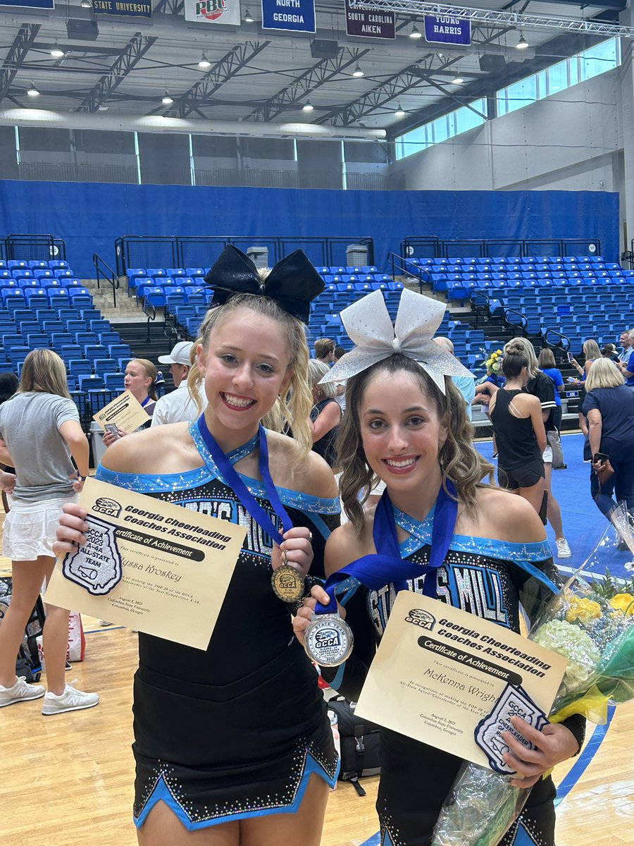 A big congrats to Alyssa Kroskey and McKenna Wright for making the GCCA all-state team today and for McKenna being named Cheerleader of the Year runner -up. ⭐️⭐️⭐️⭐️