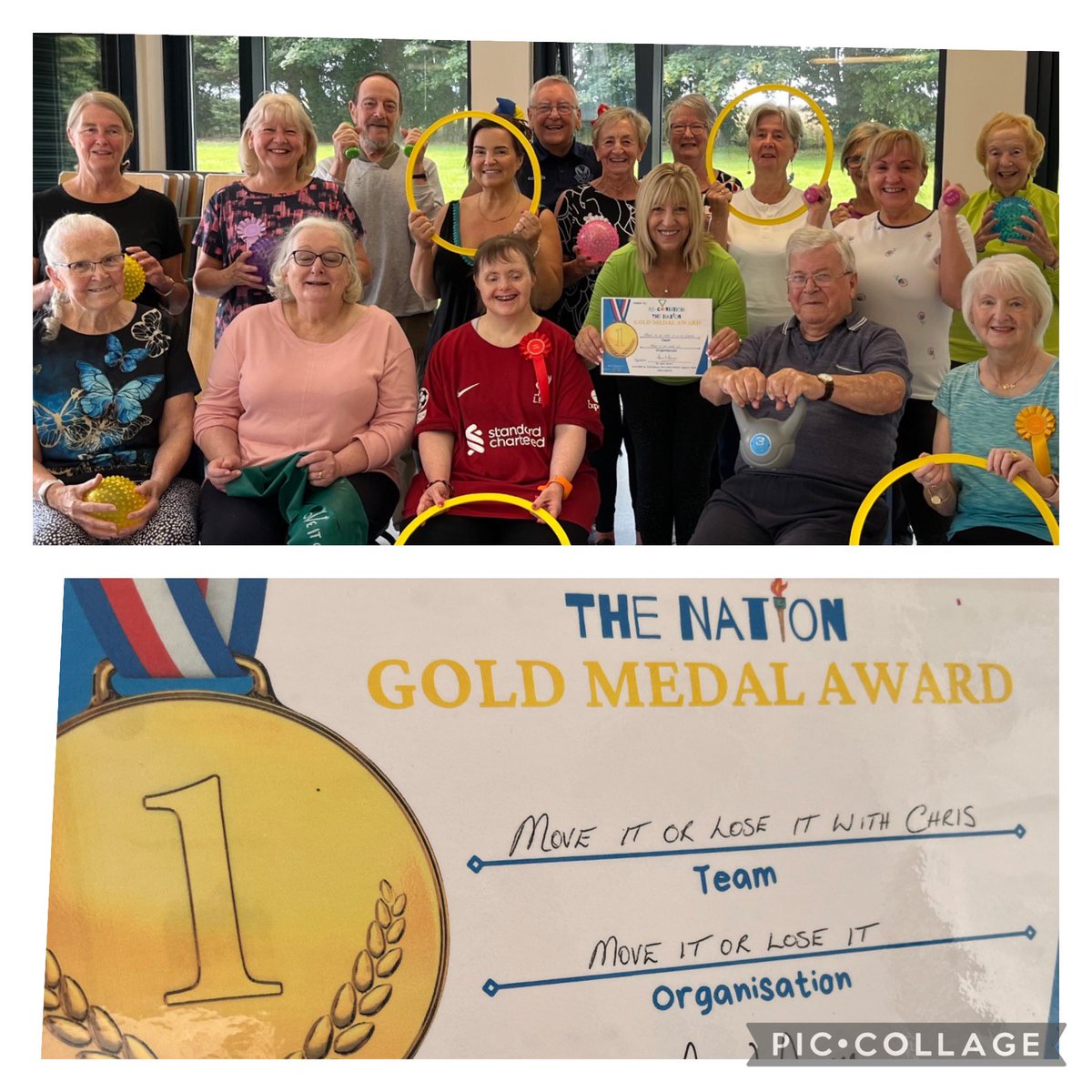 I finally managed to get my @moveitorloseit1 class members together with our ‘Gold Medal Award’ 
@ReconGamesUK 
Over 100 community class members who exercise together with me every week across 5 classes (aged from 55 to 80+) #inspirational #ActiveAgeing #healthylifestyle