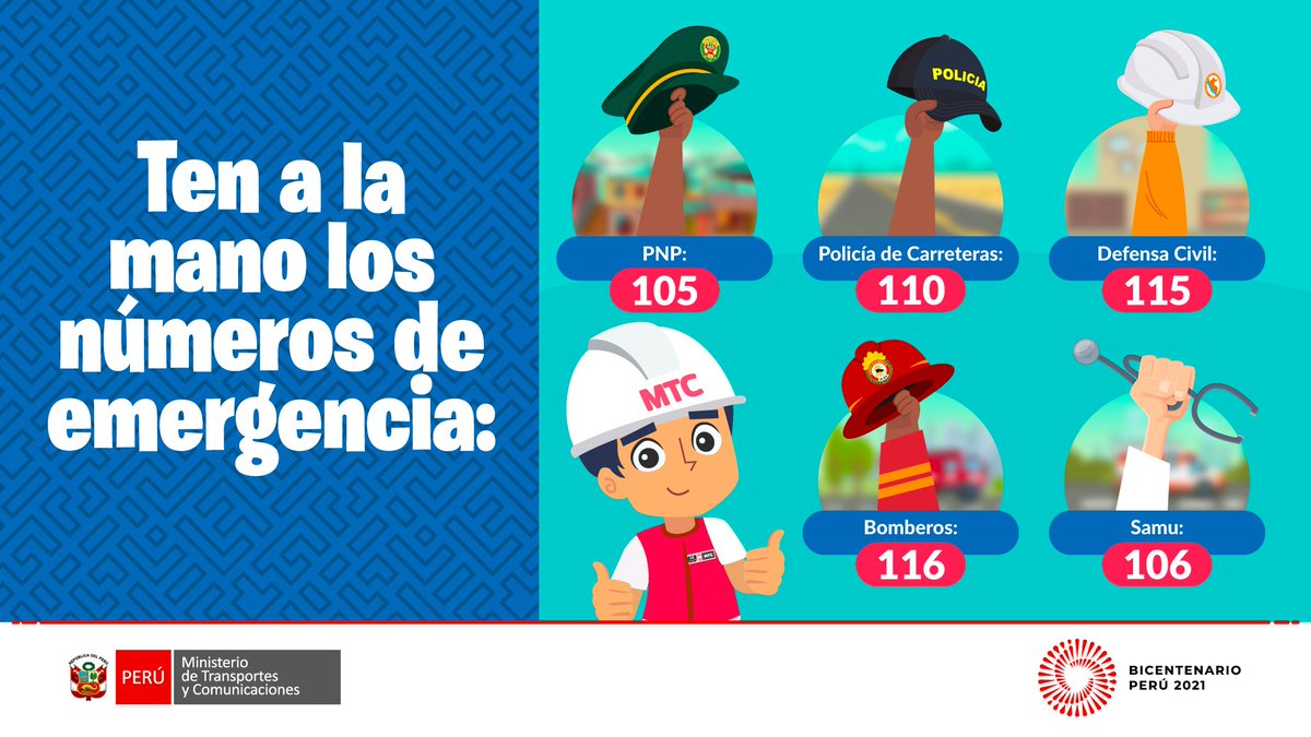 ctvcperu's tweet photo. #CTVCtips | Recuerda siempre tener a la mano los números de emergencia para pedir ayuda ante cualquier eventualidad. ¡Cuidémonos entre todos!
📍Prevención es #ParticipaciónCiudadana
#SigamosCuidándonos @indeciperu @PoliciaPeru @cgbvpoficial @SamuPeruMinsa https://t.co/FyFToDM0Fy