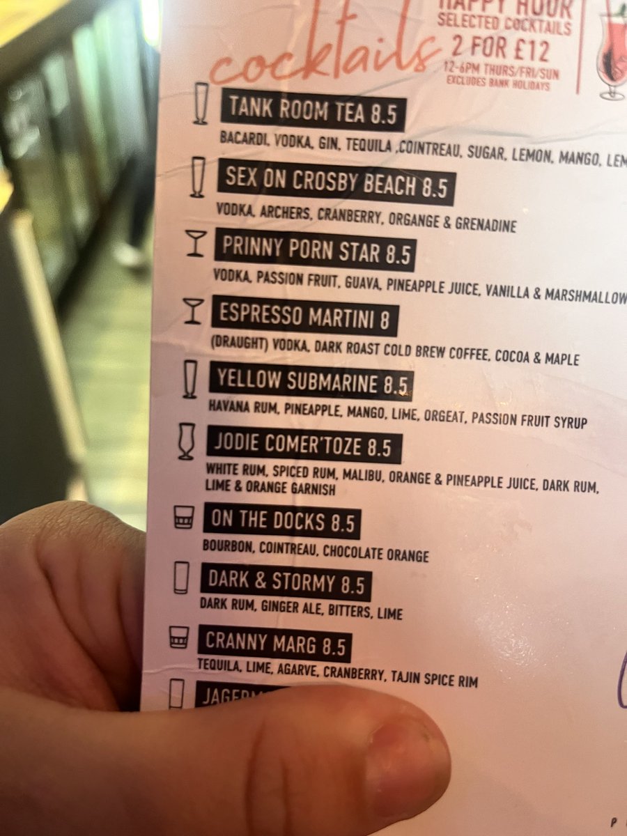 ohsocomer's tweet photo. Not this being a name of a cocktail in a bar in town (Liverpool obvs) https://t.co/jgqAhB7cbB