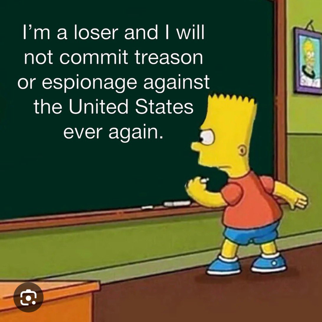 cgrendy3's tweet photo. @MuellerSheWrote @TheJusticeDept My friend suggested the DOJ force him to write this a zillion times while we watch on a live stream. https://t.co/cy0YPtdYCa
