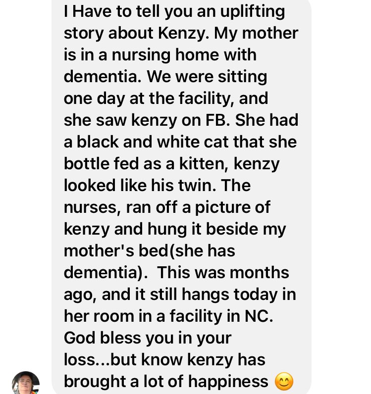 I received this lovely message on kenzys facebook page ❤️ i am so comforted that he brought so much joy to others ❤️