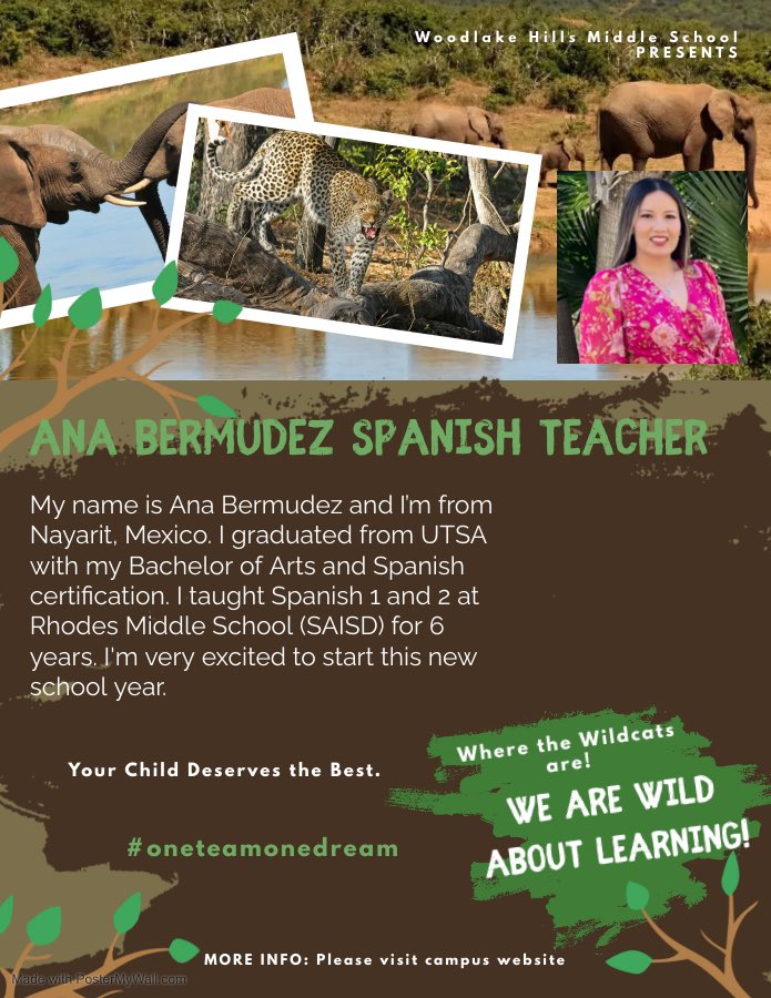 Attention Wildcats! Help me welcome Ms. Bermudez to <a href="/WHMSwildcats/">Woodlake Hills Middle School</a> <a href="/JudsonISD/">Judson ISD 🍎</a>