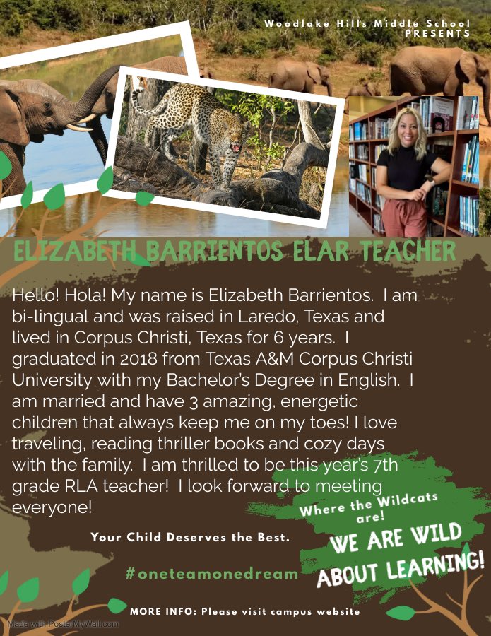 Attention Wildcats! Help me welcome Ms. Barrientos to <a href="/WHMSwildcats/">Woodlake Hills Middle School</a> <a href="/JudsonISD/">Judson ISD 🍎</a>