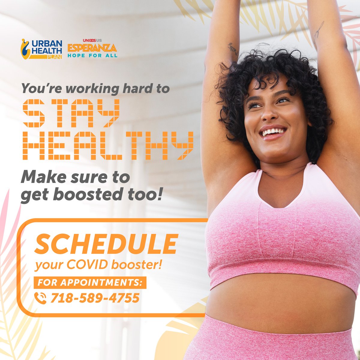 Urbanhealthplan's tweet image. We see you! Keep making an effort to stay healthy!

✅Get your COVID booster!💉

Make an appointment by calling 📞718-589-4755.

#UHP4HealthierLives #EsperanzaHope4All #HPLCC
