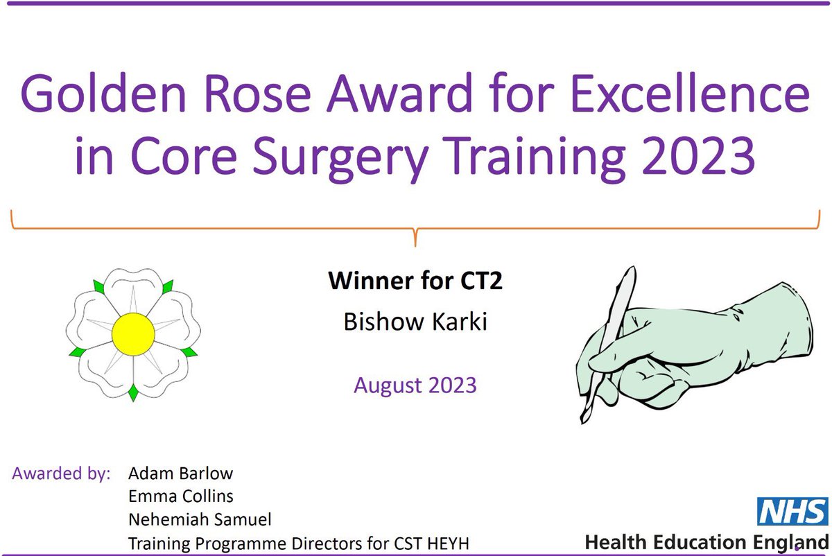 Bishow Bekhyat Karki (@bishowbekhyat) on Twitter photo ✨One for the Team IMG 💪🇳🇵🌏
Extremely humbled to receive #GoldenRoseAward for Excellence in Core Surgical Training 2023 Yorkshire & Humber Deanery 💫
Thanks to amazing Trainers&mentors .Can’t ask for anything better way to finish CST <a href="/LeedsHospitals/">Leeds Teaching Hospitals</a> & start ST3 <a href="/SheffieldHosp/">Sheffield Hospitals</a> ✨One for the Team IMG 💪🇳🇵🌏
Extremely humbled to receive #GoldenRoseAward for Excellence in Core Surgical Training 2023 Yorkshire & Humber Deanery 💫
Thanks to amazing Trainers&mentors .Can’t ask for anything better way to finish CST <a href="/LeedsHospitals/">Leeds Teaching Hospitals</a> & start ST3 <a href="/SheffieldHosp/">Sheffield Hospitals</a>