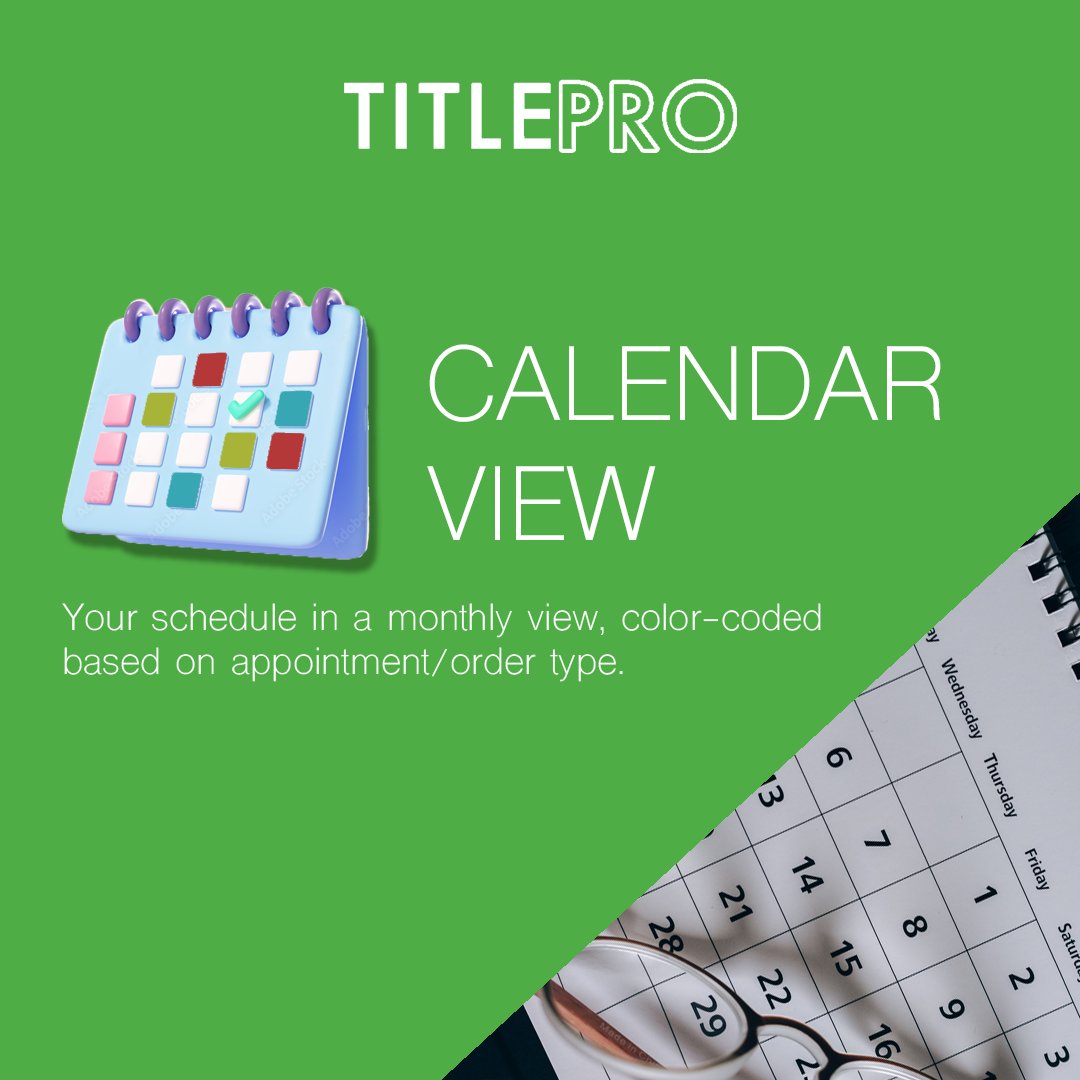 TitlePro1's tweet image. Title agents!! 
Looking to see all your daily tastes in one place? 
organized by appointment type, meetings, and orders?
look no further! 
go sign up at TitlePro.org for your free trial now