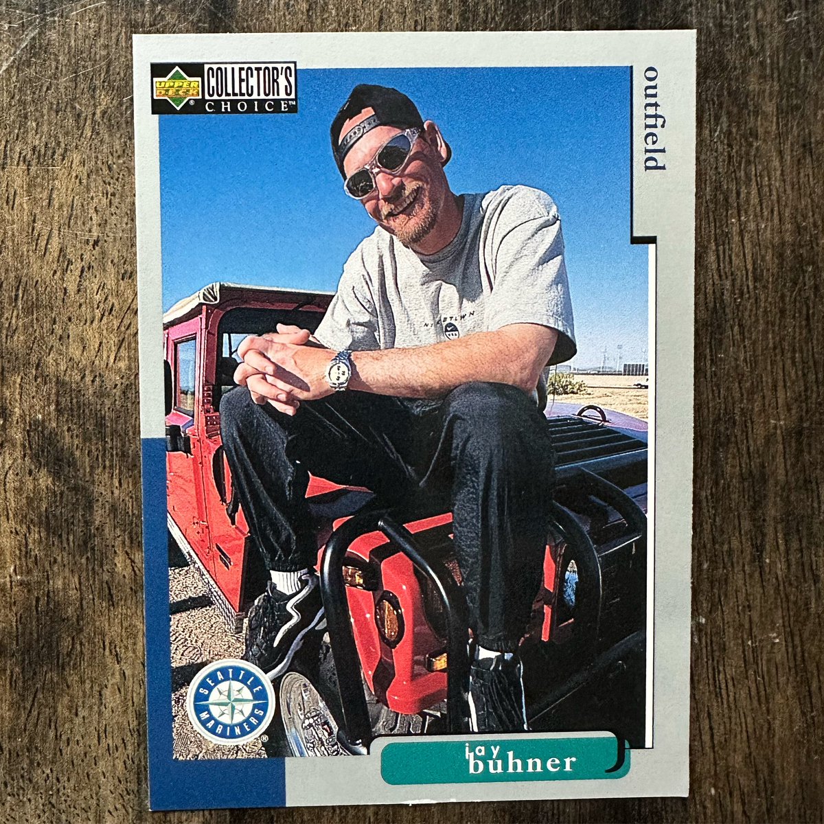 Junk Wax Portraits: Jay “Hummer” Buhner. People forget how awesome of a hitter Jay was. Easy when you are with Griffey Jr., but he could launch them consistently over the fence! Hummer hit the scene in 1992, as kids we dreamed of having this ride. #jaybuhner #upperdeck #cards