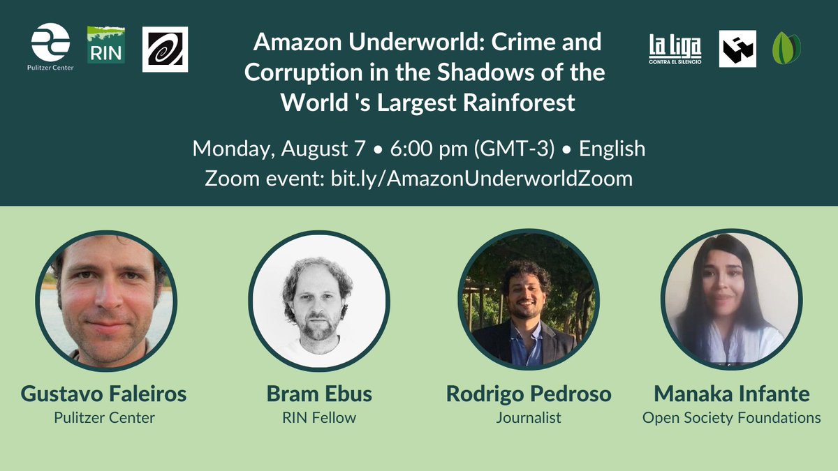 pulitzercenter's tweet photo. Want to understand the Amazon’s organized criminal groups and their operations? 

Register for our Amazon Underworld Zoom conversation! 

🗓️ August 7
⏰ 6 pm (GMT-3)

Register 👉 https://t.co/ZQ3tcI1vrg https://t.co/osL88oTyqg