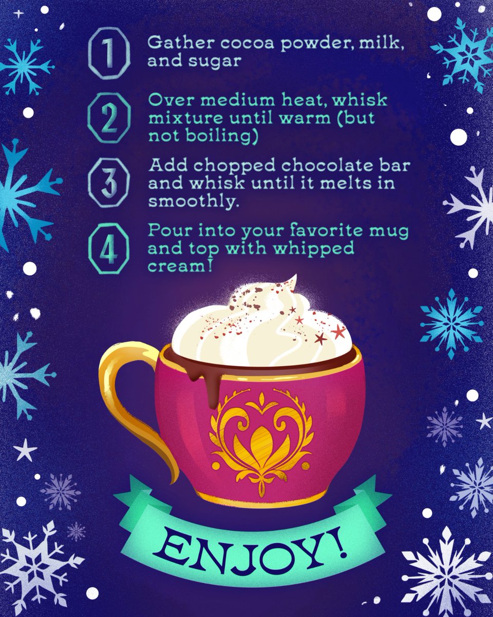 Disney's tweet photo. Mmmm... hot chocolate! ☕️ Anna's favorite sweet is the perfect treat to celebrate Frozen being back in select US theaters! See the film now through August 17 in celebration of #Disney100. https://t.co/Bk5irZ0ymJ