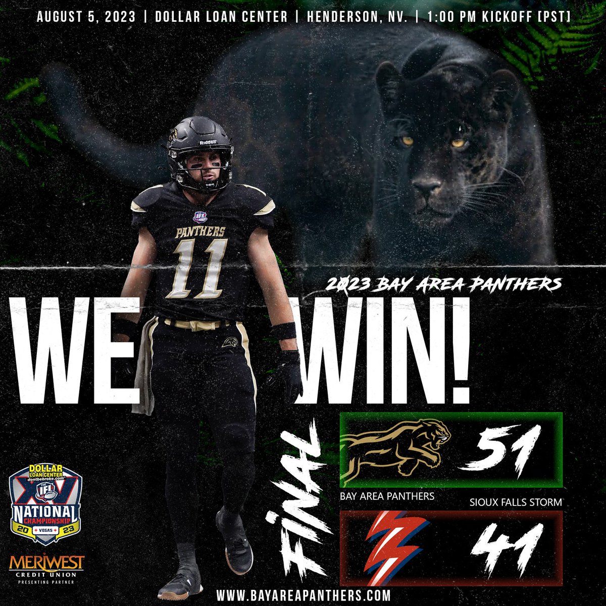 Your Bay Area Panthers are the 2023 Indoor Football League Champions 🎉

#indoorfootball #panthernation #gameday #championshipgame @meriwest