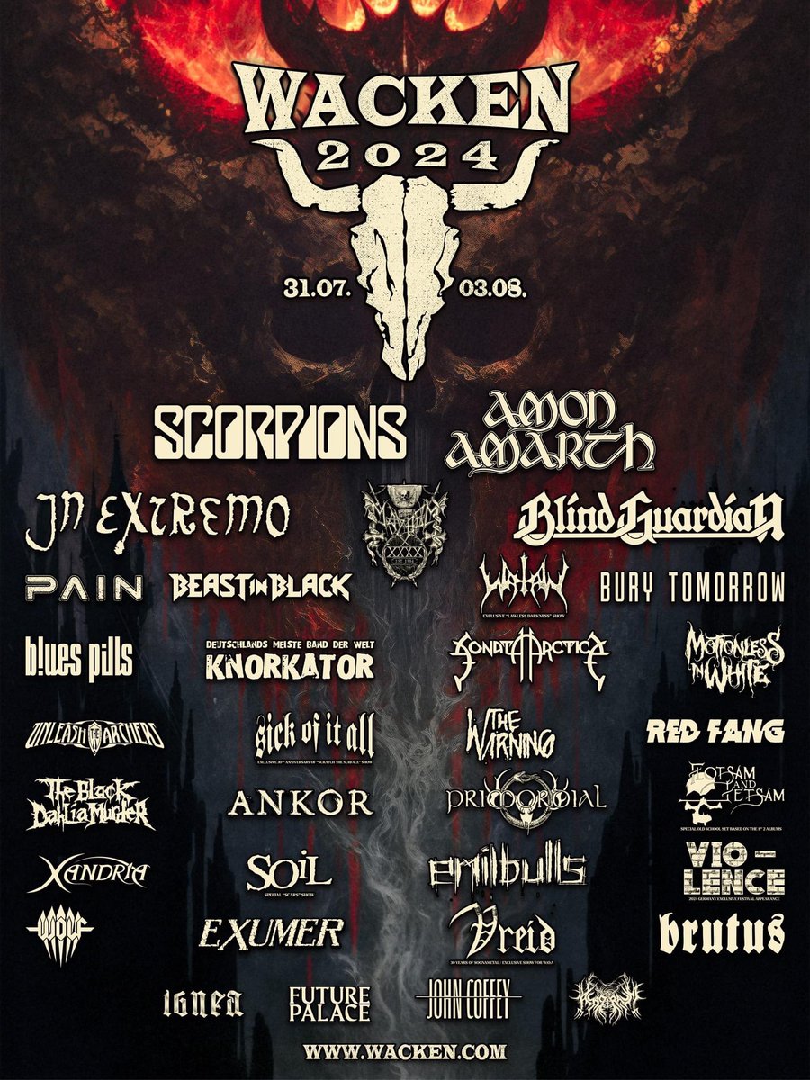 We are gonna be playing at the 33th edition of the biggest outdoor metal festival ever created: @wackenopenair. Who’s gonna come next year and headbang with us? #wacken #wackenopenair #flotsamandjetsam #thrashmetal #heavymetal #flotztilldeath