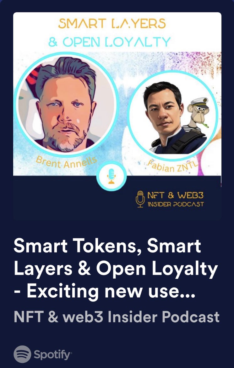 Smart Layer (@smartlayer) on Twitter photo #OpenLoyalty is a major use case for <a href="/SmartLayer/">Smart Layer</a> and our underlying smart token tech.
Learn about the #OpenLoyalty projects we have delivered in sports and events and what’s coming in this great podcast with CMO <a href="/brentAinsydney/">brento.eth</a>
open.spotify.com/episode/700Vmx… #OpenLoyalty is a major use case for <a href="/SmartLayer/">Smart Layer</a> and our underlying smart token tech.
Learn about the #OpenLoyalty projects we have delivered in sports and events and what’s coming in this great podcast with CMO <a href="/brentAinsydney/">brento.eth</a>
open.spotify.com/episode/700Vmx…