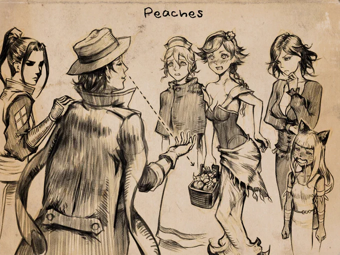 "Peaches" tavern banter sketch   #OctopathTraveler2 #オクトラ2