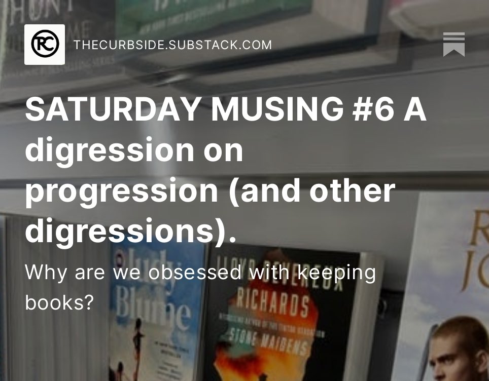 New Saturday post up. Read this and our others at thecurbside.Substack.com!