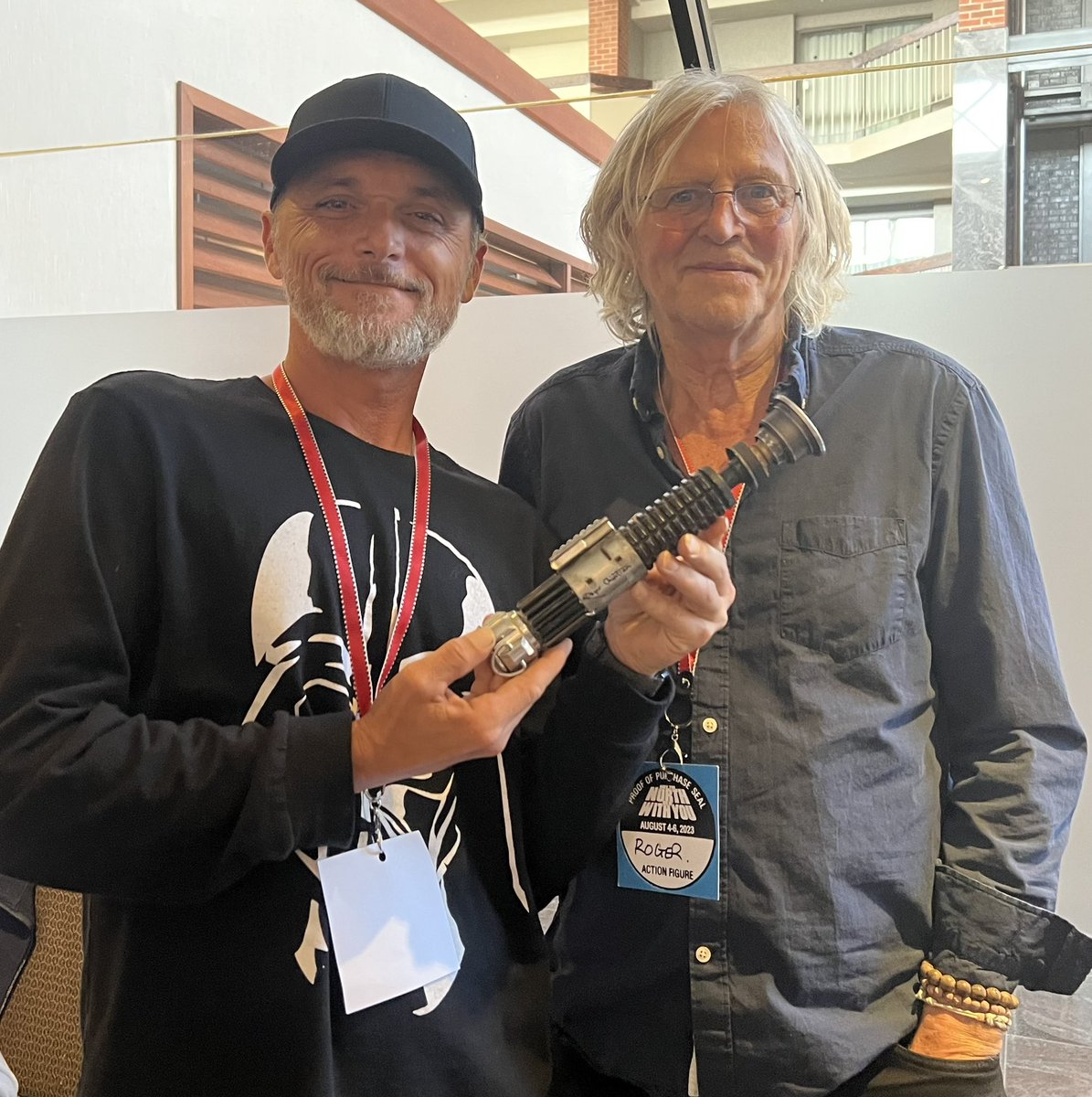 This is Roger Christian, Academy Award winning set decorator for Star Wars and Assistant Director on Return of the Jedi and The Phantom Menace. 
He built the first light saber…today he signed mine.
#starwars #lightsaber