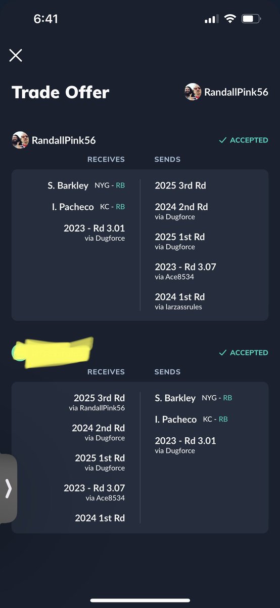 311Jesus1's tweet photo. @DynastyNerds Gave up a plethora of picks to try and repeat https://t.co/OojR1JAcYE