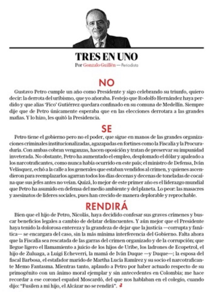 HELIODOPTERO's tweet photo. Por si acaso alguien quiere leerla, esta es mi columna en ⁦@UnPasquin⁩ a propósito del primer año de gobierno de ⁦@petrogustavo⁩ https://t.co/LQL4dAygqv