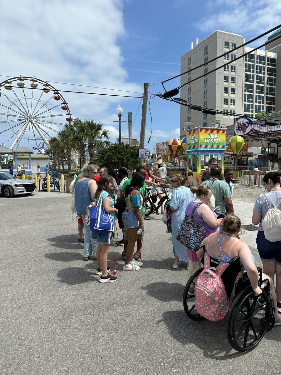 EyeRetreat's tweet photo. Day 8:  In celebration of our 15 years of service to students with visual impairments, we visited Carolina Beach to enjoy the ocean, the sandy beach, amusement rides and food! https://t.co/8zvjZIhFJ7