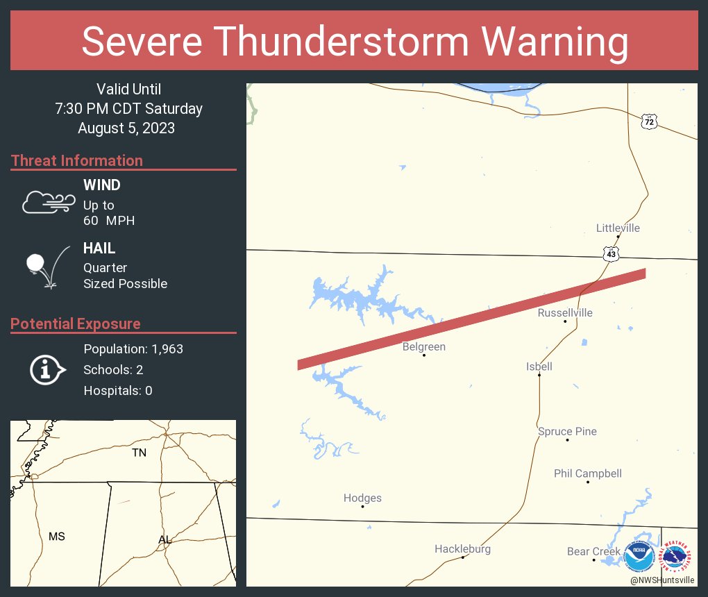 Severe Thunderstorm Warning continues for Franklin County, AL until 7: ...