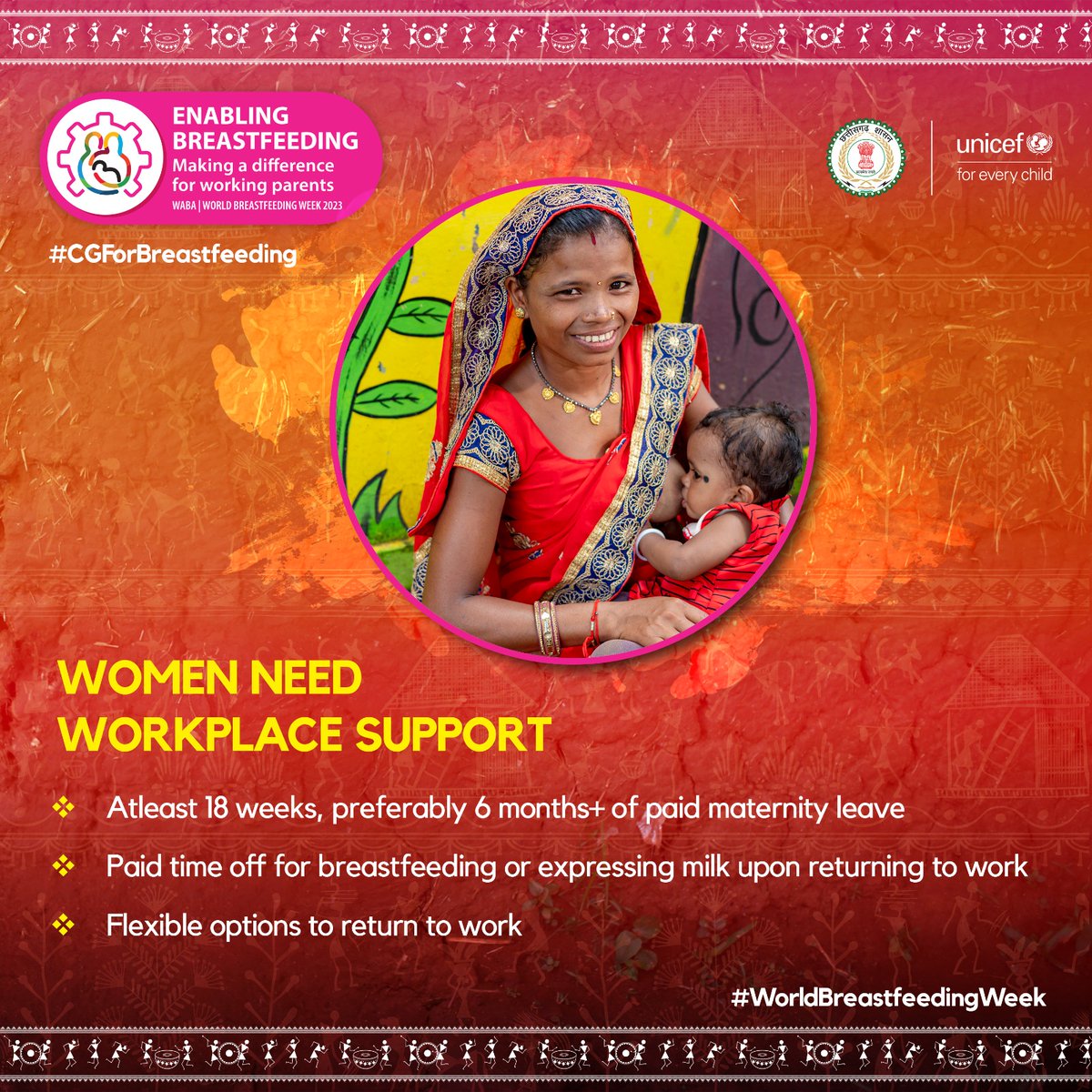 Women need support to breastfeed at the workplace to ensure their well-being &amp; babies' health.

Private spaces, flexible breaks &amp; supportive colleagues create a nurturing environment, which boost productivity &amp; empower working mothers

#CGForBreastfeeding #WorldBreastfeedingWeek