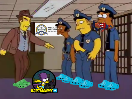 BartManMX's tweet photo. ¡Métase la camisa!
¡Límpiese las #Crocs!
¡Quítese al Tunito de la boca! 
Son la policía de San Luis Potosí, vayan y capturen al imbécil del Tiburón Fernando Medina https://t.co/2Eh2iSFepQ