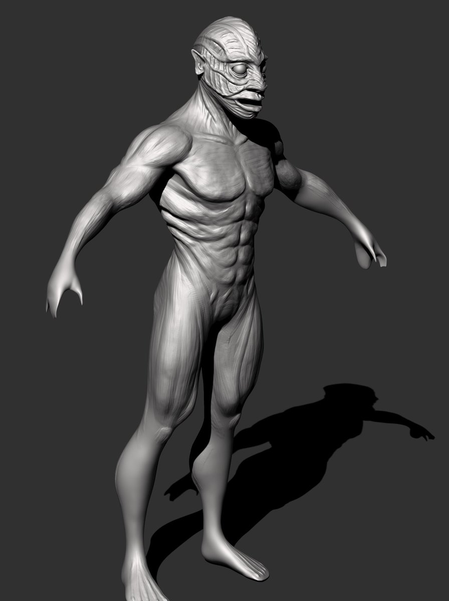 howlettjon's tweet image. Oannes development. Gills under the arms. Similar to shark gills I think. #mythology #madeinzbrush #developingcharacter