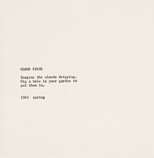 yokoono's tweet photo. CLOUD PIECE
Imagine the clouds dripping.
Dig a hole in your garden to 
put them in.

1963 spring https://t.co/n678ASeBJO